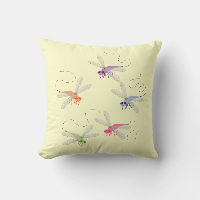 Dragonflies Whimsical Cartoon Art Kussen (Voorkant)