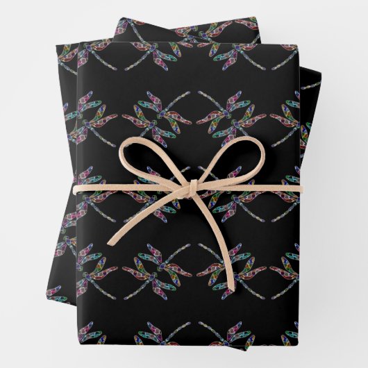 Dragonflies Wrapping Paper Flat Sheet Set van 3 (In situ)