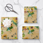 Dragonflies Zonnebloemen Verjaardag Baby shower Inpakpapier Vel<br><div class="desc">Langwerpige libellen en zonnebloemen op deze  vellen papier.</div>