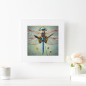 Dragonfly 260924IREF213 - Watercolor Vierkante Klok (Huis)