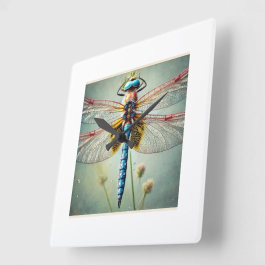 Dragonfly 260924IREF213 - Watercolor Vierkante Klok (Hoek)
