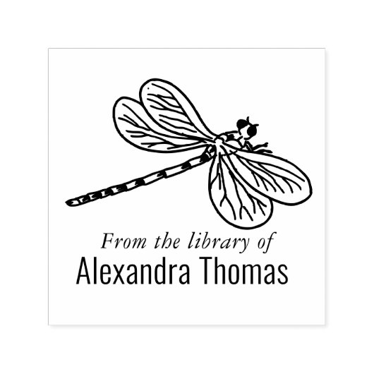 Dragonfly #3 Bibliotheek Boeknaam Zelfinktende Stempel (Design)