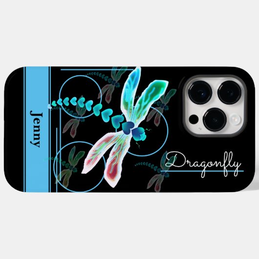 Dragonfly aangepast (blauw) Case-Mate iPhone case (Achterkant (horizontaal))