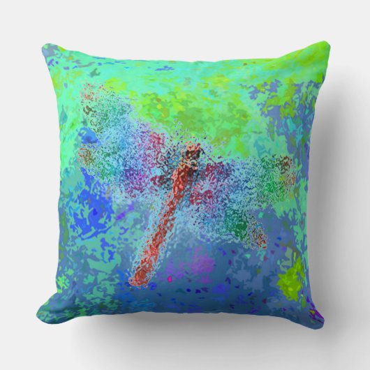 Dragonfly Abstract in blauw Kussen (Voorkant)