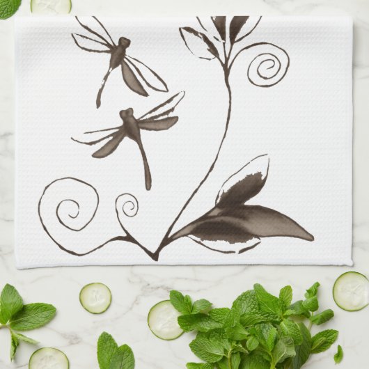 Dragonfly Abstract Theedoek (Gevouwen)