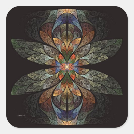 Dragonfly Abstract Vierkante Sticker (Voorkant)