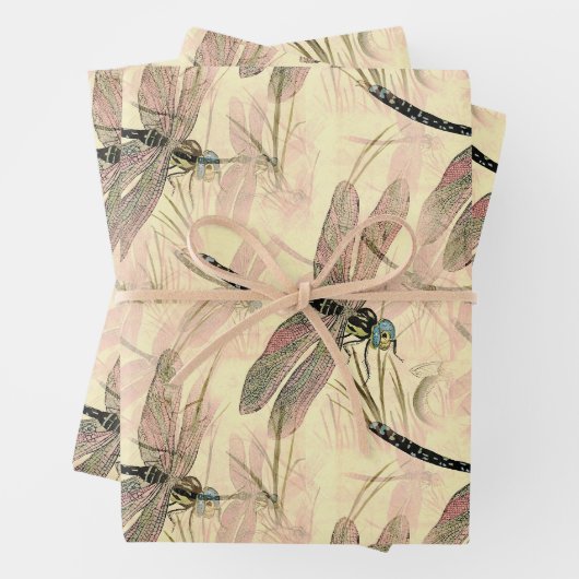  dragonfly afdrukken inpakpapier vel (In situ)