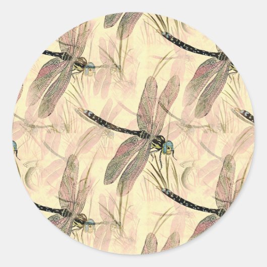  dragonfly afdrukken ronde sticker (Voorkant)