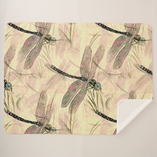  dragonfly afdrukken sherpa deken (Voorkant (horizontaal))