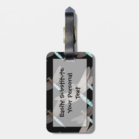 Dragonfly Air Force op Black Bagagelabel (Achterkant verticaal)