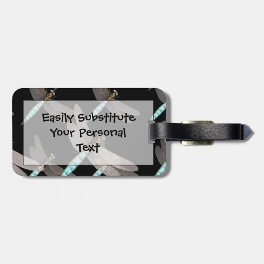 Dragonfly Air Force op Black Bagagelabel (Achterkant horizontaal)