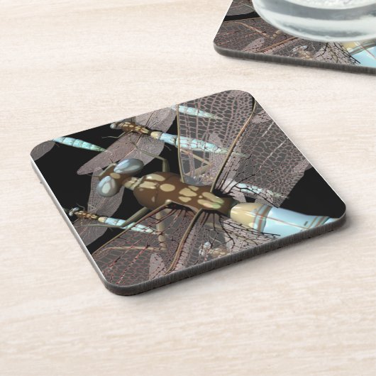 Dragonfly Air Force op Black Onderzetter (Linkerzijde)