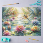 Dragonfly and Lotus Pond Watercolor Tissue Paper Tissuepapier (Craft)