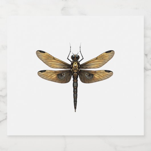 Dragonfly Animal Art Graphic Dragonfly (1) Sparkling Wijnetiket (Enkel label)