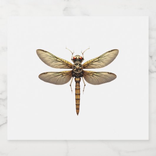 Dragonfly Animal Art Graphic Dragonfly Sparkling Wijnetiket (Enkel label)