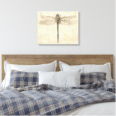 Dragonfly  Antiek Classic Natuur Canvas Afdruk (Insitu (Slaapkamer))