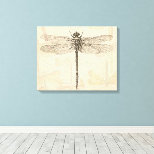 Dragonfly Antiek Classic Natuur Canvas Afdruk (Insitu (Houten vloer))
