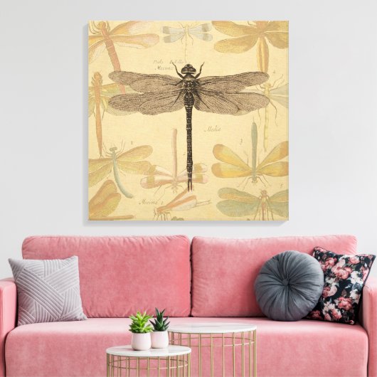 Dragonfly  Antiek Classic Natuur Canvas Afdruk (Insitu (Woonkamer))