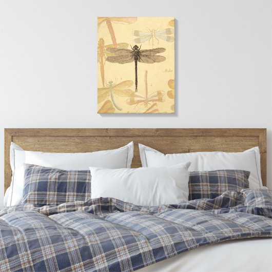 Dragonfly  Antiek Classic Natuur Canvas Afdruk (Insitu (Slaapkamer))
