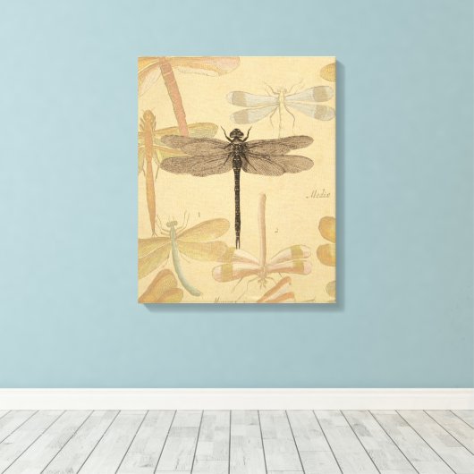 Dragonfly Antiek Classic Natuur Canvas Afdruk (Insitu (Houten vloer))