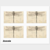 Dragonfly  Antiek Classic Natuur Rechthoekige Sticker (Vel)