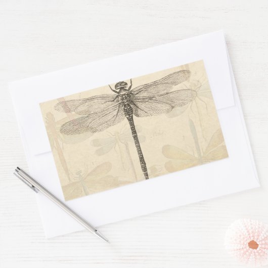 Dragonfly Antiek Classic Natuur Rechthoekige Sticker (Envelop)