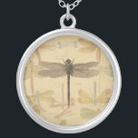 Dragonfly  Antiek Classic Natuur Zilver Vergulden Ketting<br><div class="desc">Dragonfly Antiek afbeelding van een libellen - Deze zoete libellen zijn een antiek afbeelding van een mooie libellen,  getrokken in zwart-wit,  met een achtergrond van zachte,  kleurrijke libellen tegen antiek papier.</div>