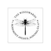 Dragonfly Antiek familienaam Return Address Rubberstempel (Afrduk)