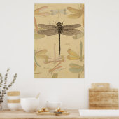 Dragonfly  Antiek Klassieke tekening Poster (Keuken)