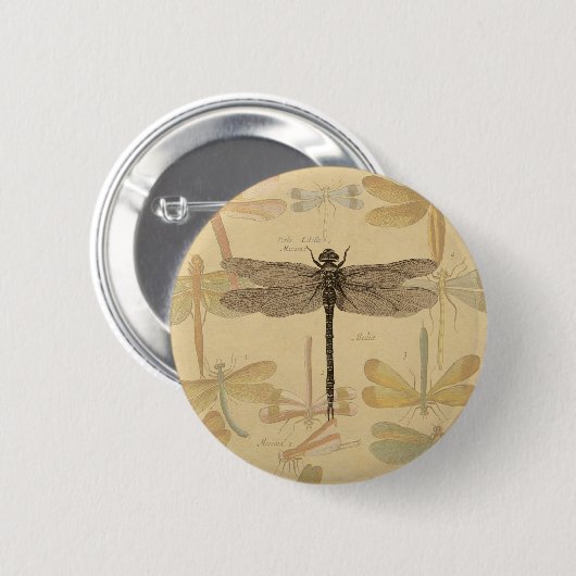Dragonfly  Antiek Klassieke tekening Ronde Button 5,7 Cm (Voorkant /achterkant)