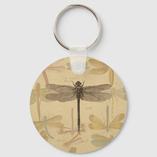 Dragonfly  Antiek Klassieke tekening Sleutelhanger