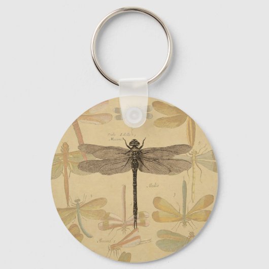 Dragonfly  Antiek Klassieke tekening Sleutelhanger (Voorkant)