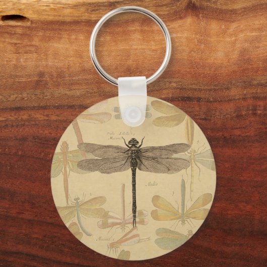 Dragonfly Antiek Klassieke tekening Sleutelhanger (Voorkant)
