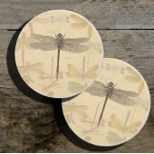 Dragonfly  Antiek Klassieke tekening Zandsteen Onderzetter