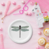 dragonfly Antiek Typografisch Damselfly Papieren Bordje (Feest)