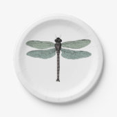 dragonfly Antiek Typografisch Damselfly Papieren Bordje (Voorkant)