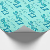 Dragonfly art aqua age naam 12e verjaardag wrap cadeaupapier (Hoek)