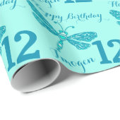 Dragonfly art aqua age naam 12e verjaardag wrap cadeaupapier (Rol Hoek)