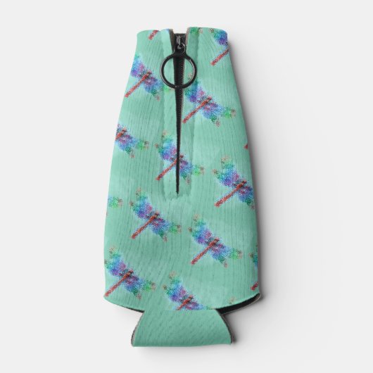 Dragonfly Art (blauw) Flesjeskoeler (Achterkant)