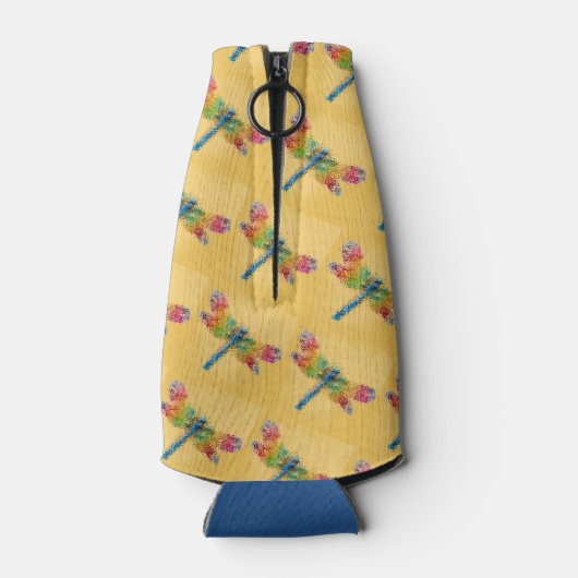 Dragonfly Art (geel) Flesjeskoeler (Achterkant)