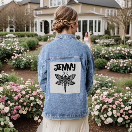 DRAGONFLY ART GEPERSONALISEERDE Denim Jean Jacket (Huwelijk Achterkant)