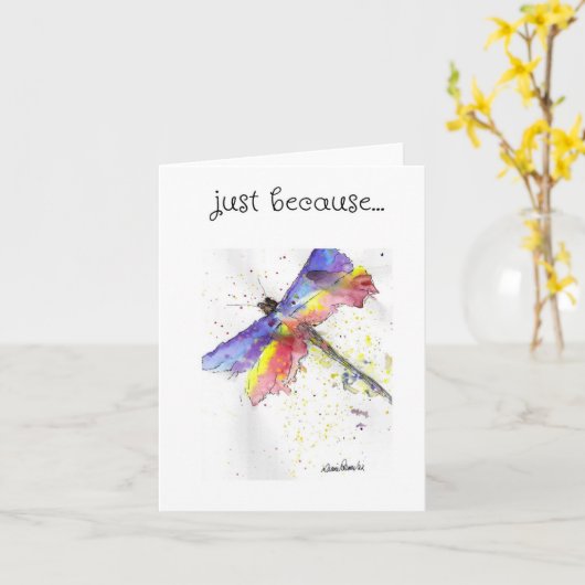 Dragonfly Art, gewoon omdat Kaart (Gele Bloem)