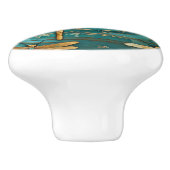 Dragonfly Art Nouveau Art Deco Blauwgroen & Gouden Keramische Knop (Zijkant)