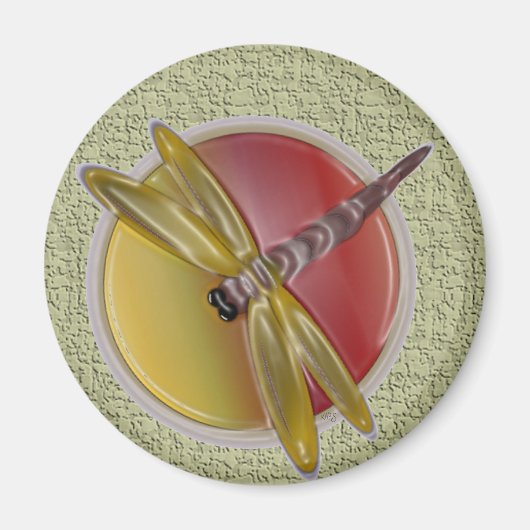 Dragonfly Art Round Magnet (Voorkant)