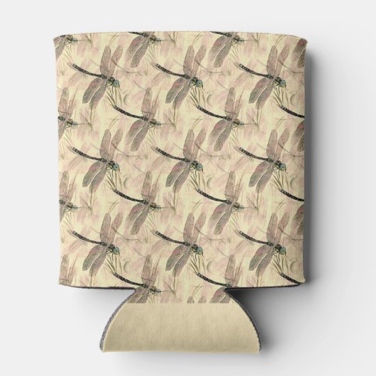 Dragonfly Artistic Gold Design Patroon Blikjeskoeler (Achterkant)