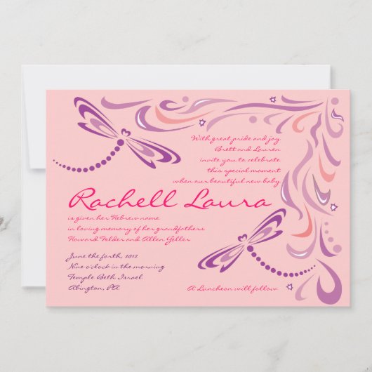 Dragonfly Baby Noeming Noeming Joods Hebreeuws Kaart (Voorkant)