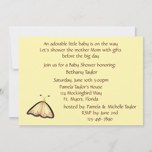 Dragonfly Baby shower Uitnodiging (Achterkant)