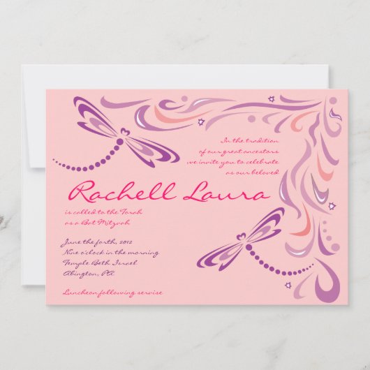 Dragonfly Bat Mitzvah Uitnodiging Joods (Voorkant)
