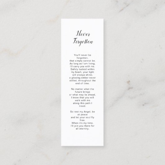 Dragonfly begrafenis Bladwijzer, begrafenis Keepsa Mini Visitekaartje (Achterkant)