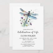 Dragonfly begrafenis vieren van het leven kaart (Voorkant / Achterkant)